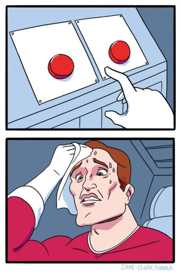 Two Buttons meme about PEScience